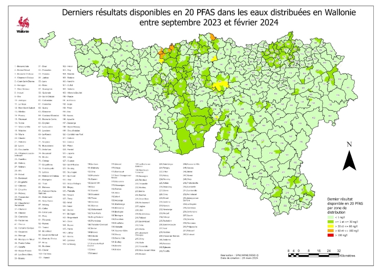 Les PFAS dans les eaux de distribution en Wallonie